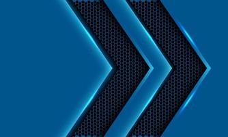 Abstract blue arrow metallic hexagon mesh direction shadow with blank space design modern futuristic background vector