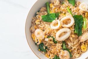 Fried rice with squid or octopus photo