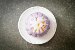 taro bun with white sugar cream and nut photo
