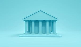 3D Rendering of blue government  or bank building icon on blue background. 3D Render. 3D illustration. photo