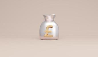 3D Rendering symbols pound money bag concept of money currencies. 3D Render. 3d illustration.