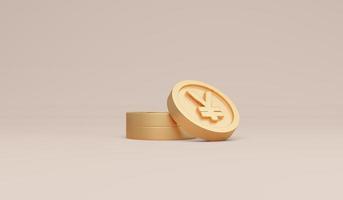 3D Rendering symbols China Yuan coins concept of money currencies. 3D Render. 3d illustration. photo