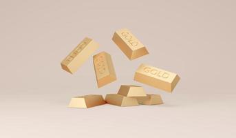 3D Rendering of gold bars on background concept of savings, investment, prosperity. 3D Render illustration. photo