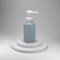 hand sanitizer bottle on gray background. Scene for health or medical background. 3D render. photo