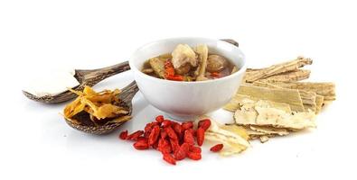 Chinese food - Pork rips clear soup with chinese herbs photo