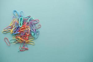 rainbow color Rubber bands on color background photo