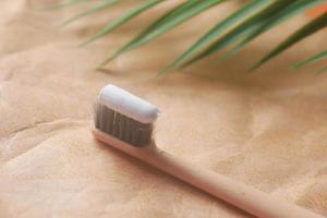 bamboo brush and paste on table photo