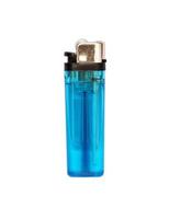 Clear Blue Gas Lighter on White Background photo