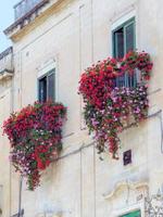 view of an old house facade in italy in summer photo