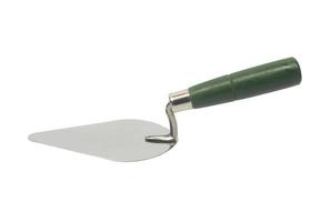 construction trowel with wooden handle on white background photo