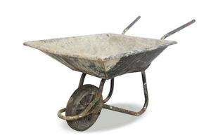 Wheelbarrow on white photo