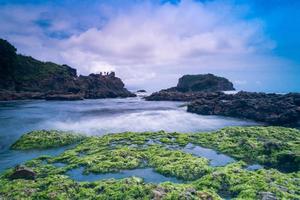 Natural scenery of the beach in landscape portrait photo