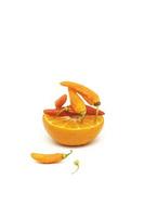 Citrus fruits and chili vegetables in the background photo