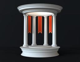 3d background of greek or rome interior scene with pedestal. stage to show cosmetic products 3d renderings photo