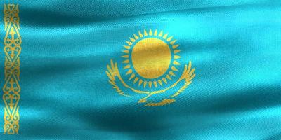 Ilustración 3d de una bandera de kazajstán - bandera de tela ondeante realista foto