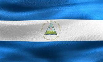 Ilustración 3d de una bandera de nicaragua - bandera de tela ondeante realista foto