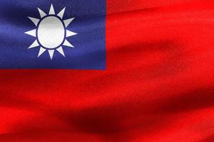 Ilustración 3d de una bandera de taiwán - bandera de tela ondeante realista foto