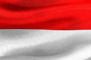 Ilustración 3d de una bandera de indonesia - bandera de tela ondeante realista foto