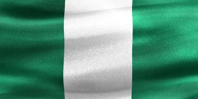 Ilustración 3d de una bandera de nigeria - bandera de tela ondeante realista foto
