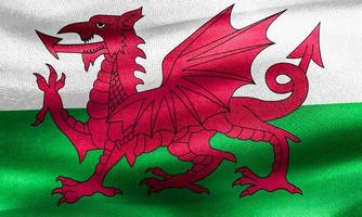 Wales flag - realistic waving fabric flag photo