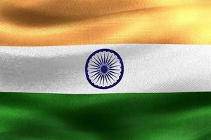 Ilustración 3d de una bandera india - bandera de tela ondeante realista foto