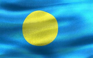 3D-Illustration of a Palau flag - realistic waving fabric flag photo