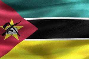 Ilustración 3d de una bandera de mozambique - bandera de tela ondeante realista foto