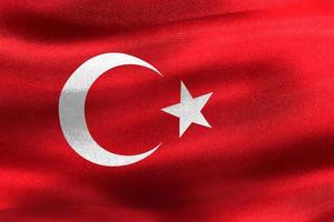 3D-Illustration of a Turkey flag - realistic waving fabric flag photo