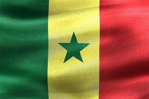 Ilustración 3d de una bandera de senegal - bandera de tela ondeante realista foto