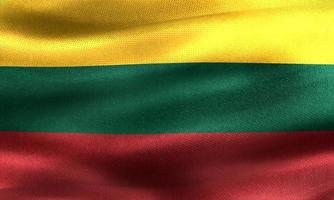 Ilustración 3d de una bandera de lituania - bandera de tela ondeante realista foto