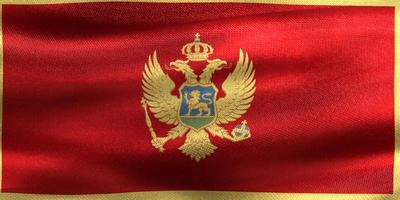 Ilustración 3d de una bandera de montenegro - bandera de tela ondeante realista foto