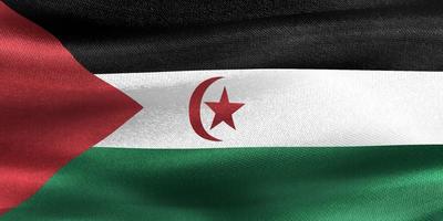 bandera del sahara occidental - bandera de tela ondeante realista foto