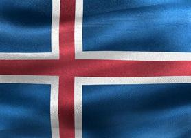 Ilustración 3d de una bandera de islandia - bandera de tela ondeante realista foto