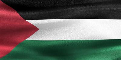 Ilustración 3d de una bandera palestina - bandera de tela ondeante realista foto