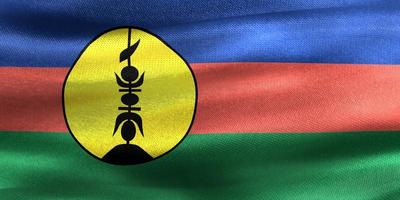 3D-Illustration of a New Caledonia flag - realistic waving fabric flag photo