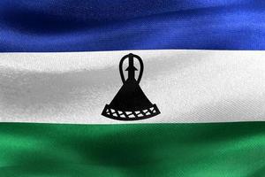 Ilustración 3d de una bandera de lesotho - bandera de tela ondeante realista foto