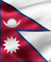 Ilustración 3d de una bandera de nepal - bandera de tela ondeante realista foto