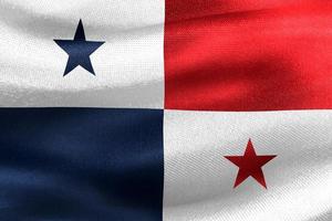 Ilustración 3d de una bandera panameña - bandera de tela ondeante realista foto