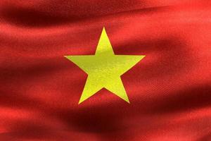 3D-Illustration of a Vietnam flag - realistic waving fabric flag photo