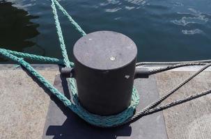 Different bollards and technical installations of vessel traffic at the Kiel port photo