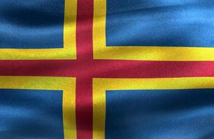 Aland Islands flag - realistic waving fabric flag photo