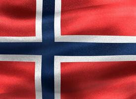 Ilustración 3d de una bandera de noruega - bandera de tela ondeante realista foto