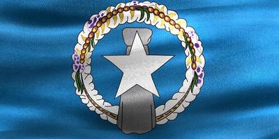 Ilustración 3d de una bandera de las Islas Marianas - bandera de tela ondeante realista foto