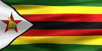 3D-Illustration of a Zimbabwe flag - realistic waving fabric flag photo