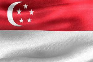 Ilustración 3d de una bandera de singapur - bandera de tela ondeante realista foto