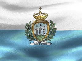 3D-Illustration of a San Marino flag - realistic waving fabric flag photo