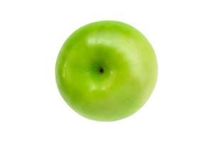 top view fresh green apple on clear solid and white background in studio light. photo