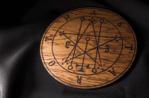 Ouija Board, yellow on a black background photo