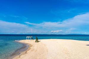 Pre Wedding Booth decoration on the beach at Thailand island, in open sky day. photo