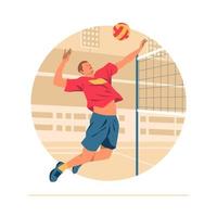 hombre jugando voleibol vector